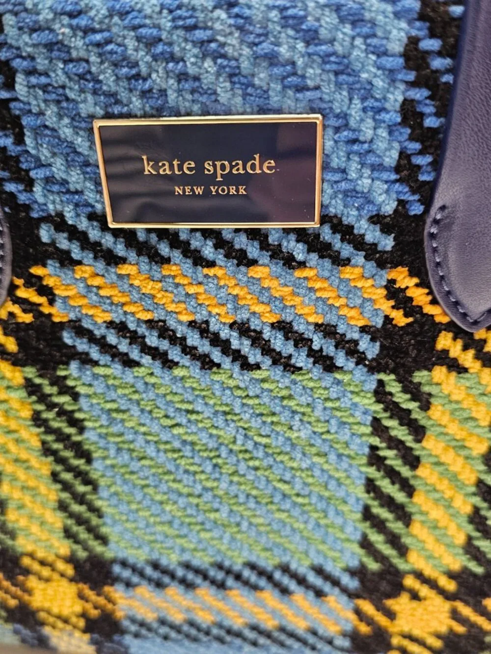 Kate Spade Manhattan Grand Plaid Tweed Small Tote Bag Adjustable Strap Handles